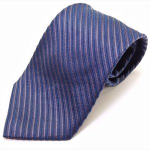 Calvin Klein Navy Blue Striped Mens Silk Necktie